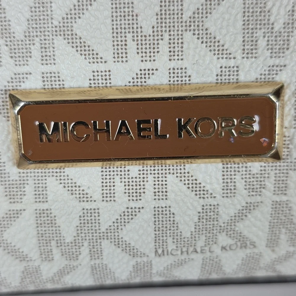 MICHAEL KORS VANILLA TAN‎ LOGO BAG LEXINGTON CROSSBODY SHOULDER PURSE GUC